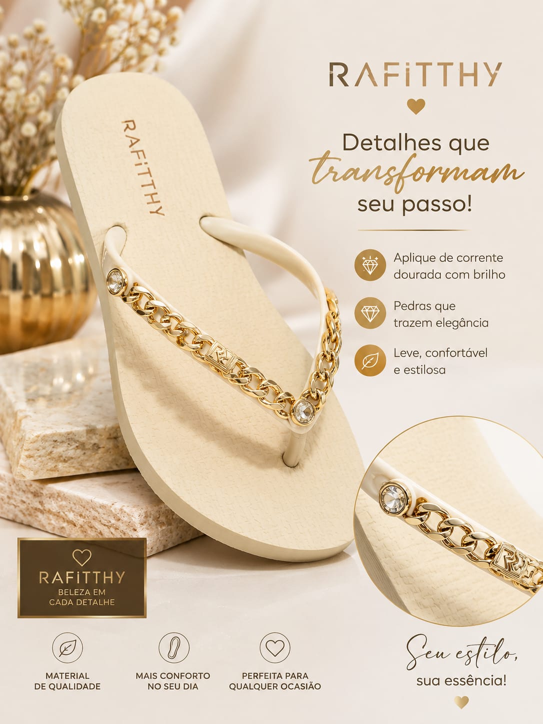 SANDÁLIAS RAFITTHY - ELEGÂNCIA E SOFISTICAÇÃO