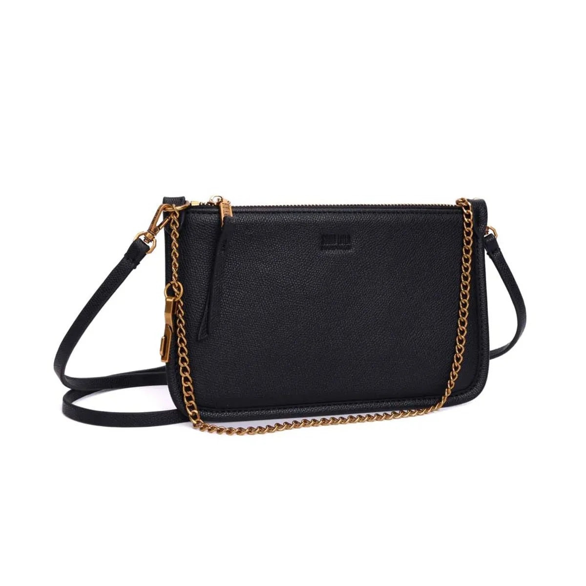 BOLSA CLUTH TRANSVERSAL PRETA ALÇA  CORRENTE SANTA LOLLA