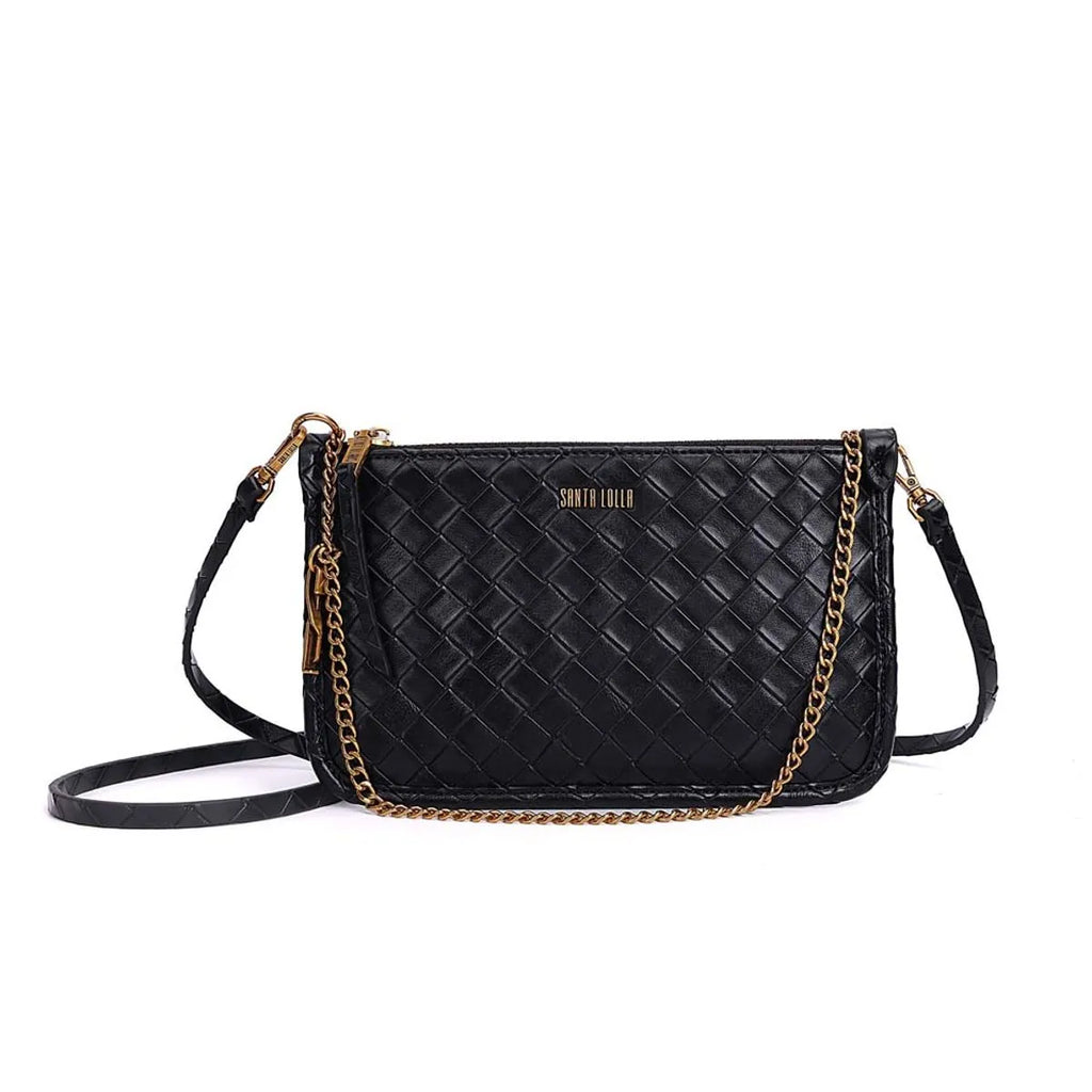 BOLSA CLUTH TRESSÊ TRANSVERSAL PRETA SANTA LOLLA