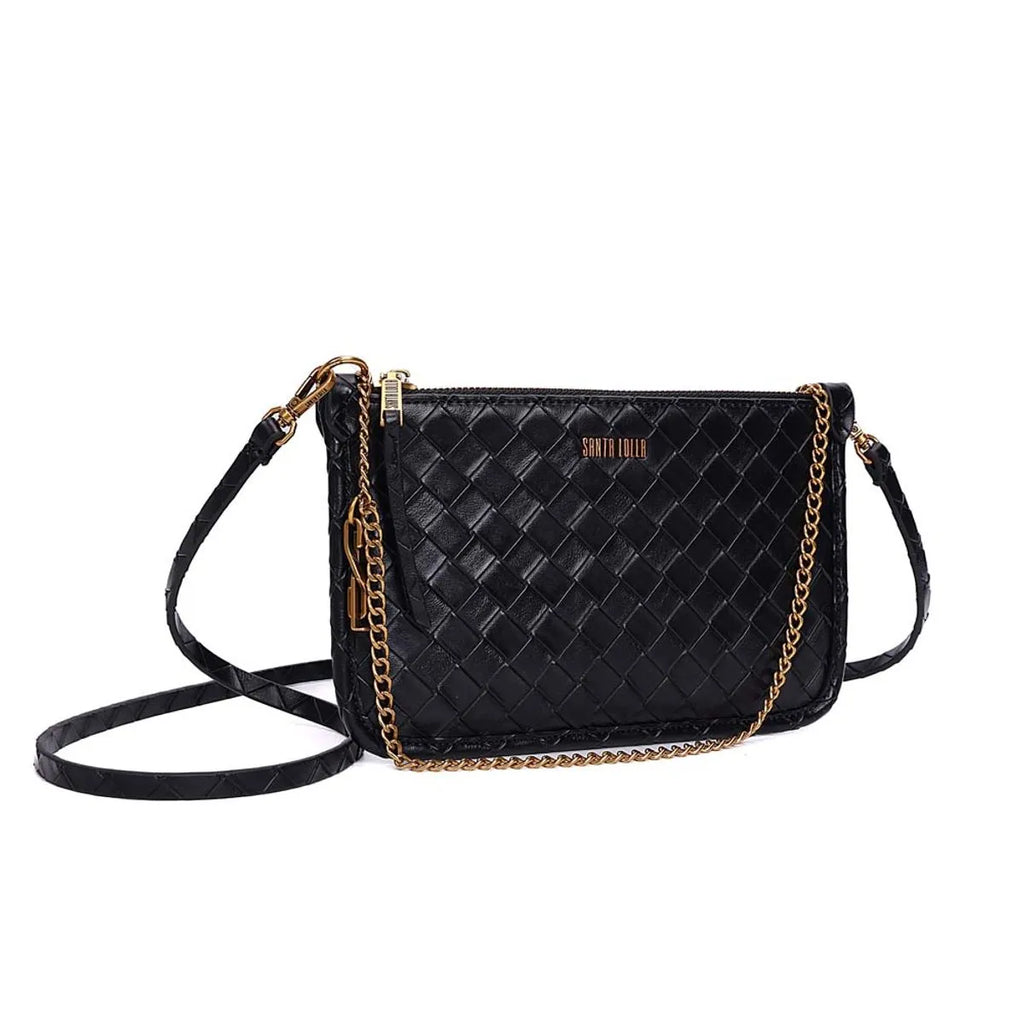 BOLSA CLUTH TRESSÊ TRANSVERSAL PRETA SANTA LOLLA