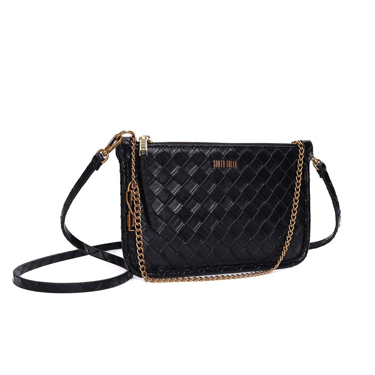 BOLSA CLUTH TRESSÊ TRANSVERSAL PRETA SANTA LOLLA