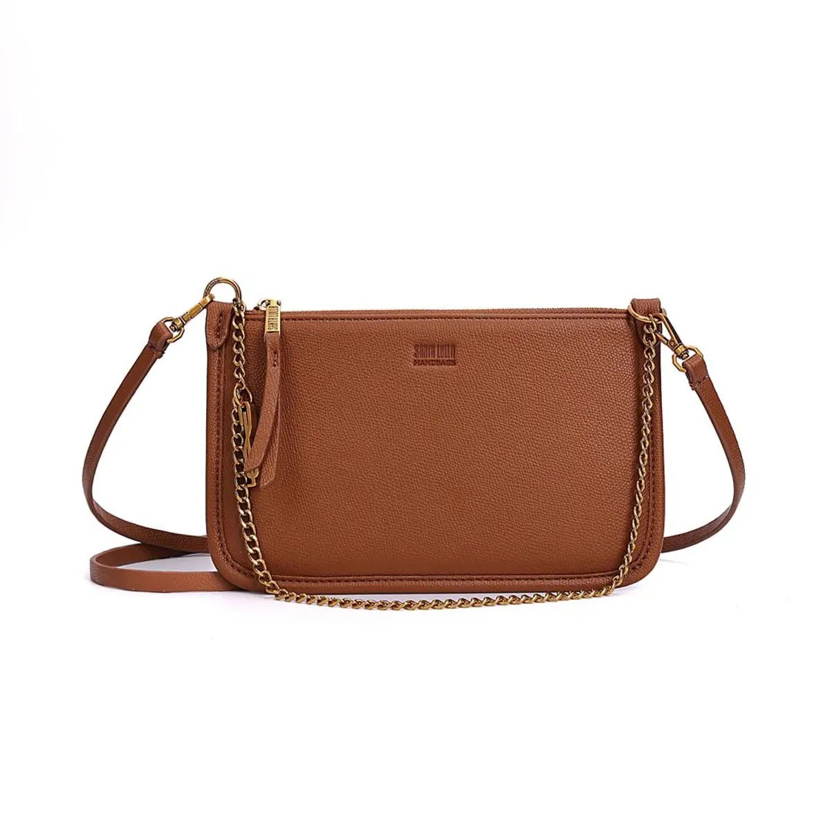 BOLSA CLUTH RISCO MARROM TRANSVERSAL SANTA LOLLA