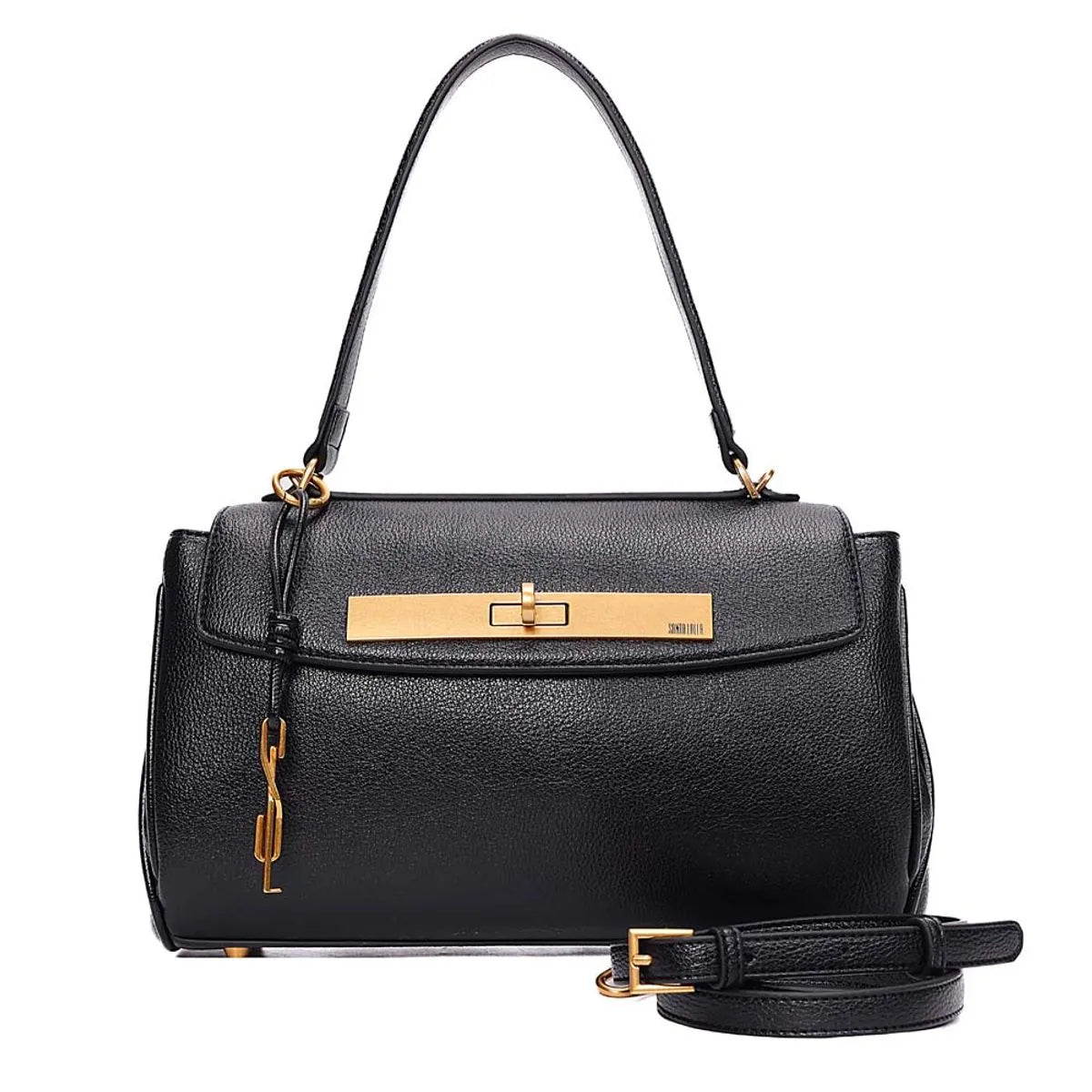 BOLSA MÉDIA FLOATER ALÇA DE OMBRO PRETA SANTA LOLLA