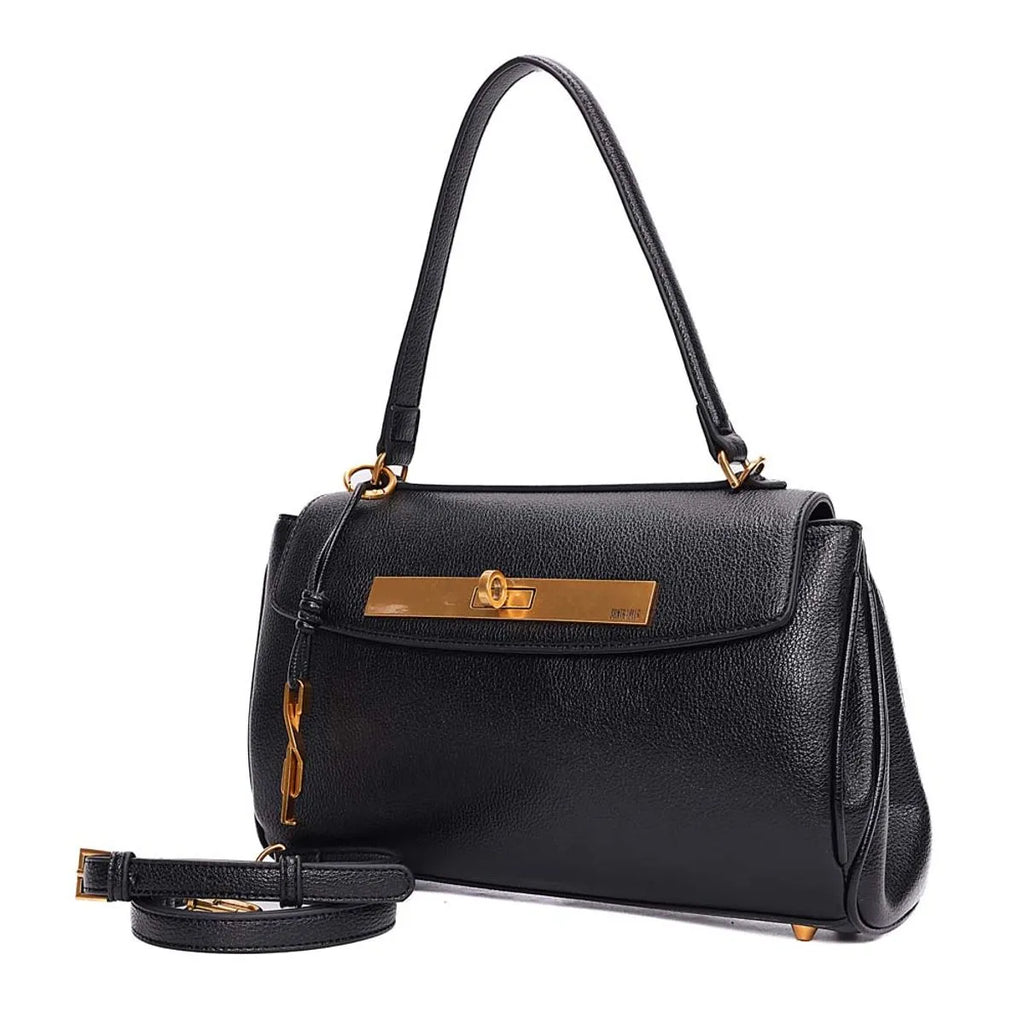 BOLSA MÉDIA FLOATER ALÇA DE OMBRO PRETA SANTA LOLLA