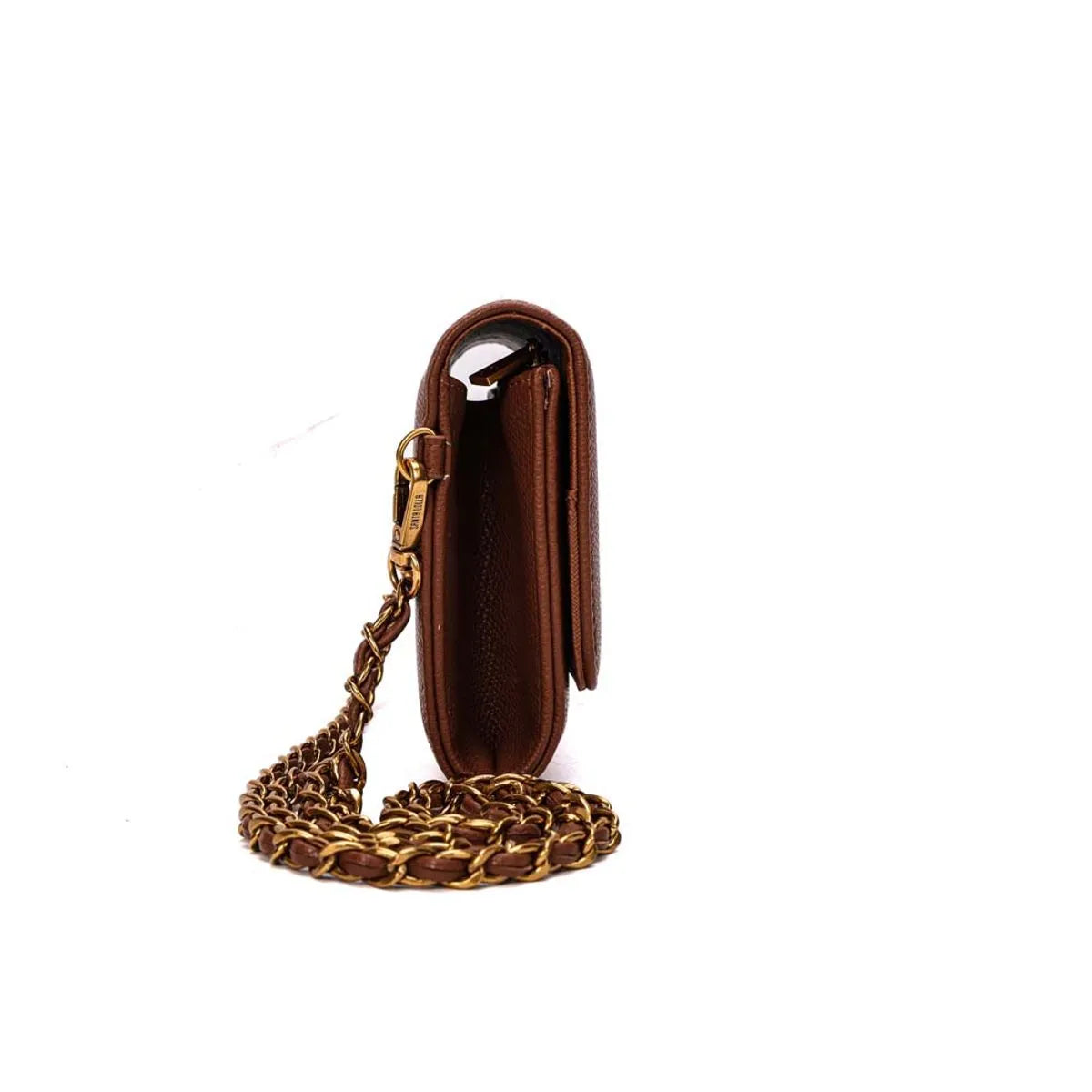 BOLSA PEQUENA CARTEIRA RISCO MARROM ALÇA CORRENTE SANTA LOLLA