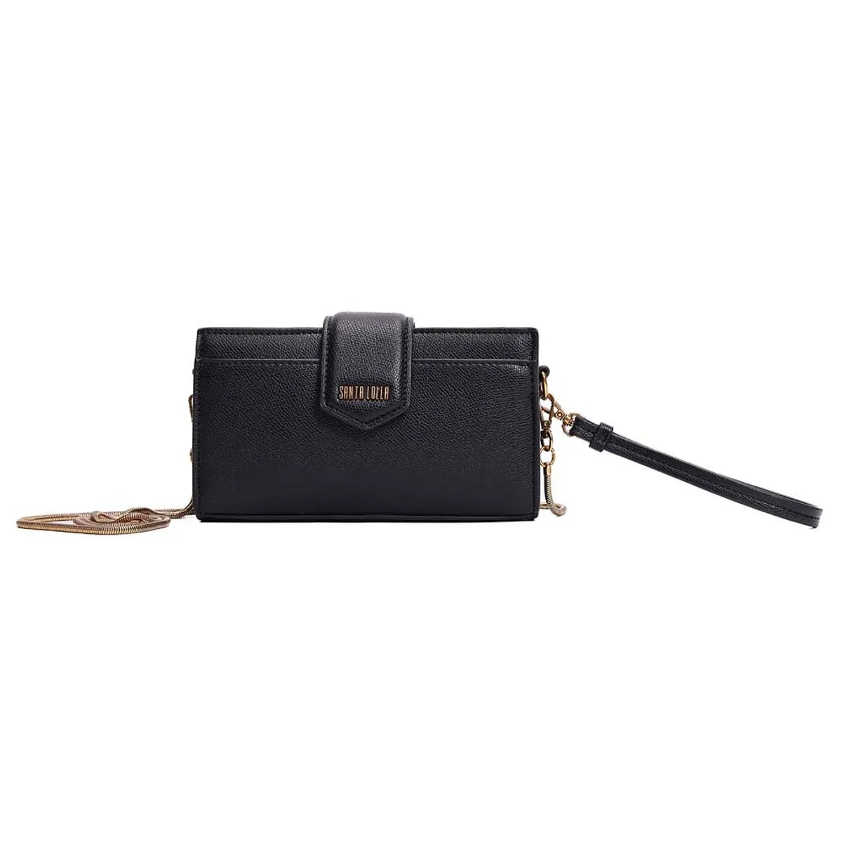 BOLSA CARTEIRA RISCO PRETO ALÇA METALIZADA SANTA LOLLA