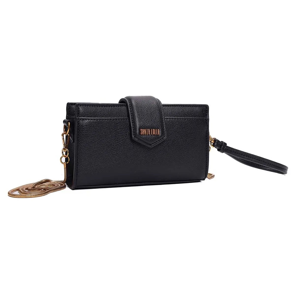 BOLSA CARTEIRA RISCO PRETO ALÇA METALIZADA SANTA LOLLA