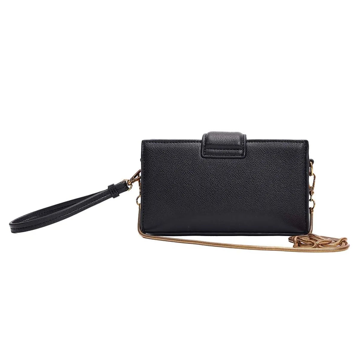 BOLSA CARTEIRA RISCO PRETO ALÇA METALIZADA SANTA LOLLA