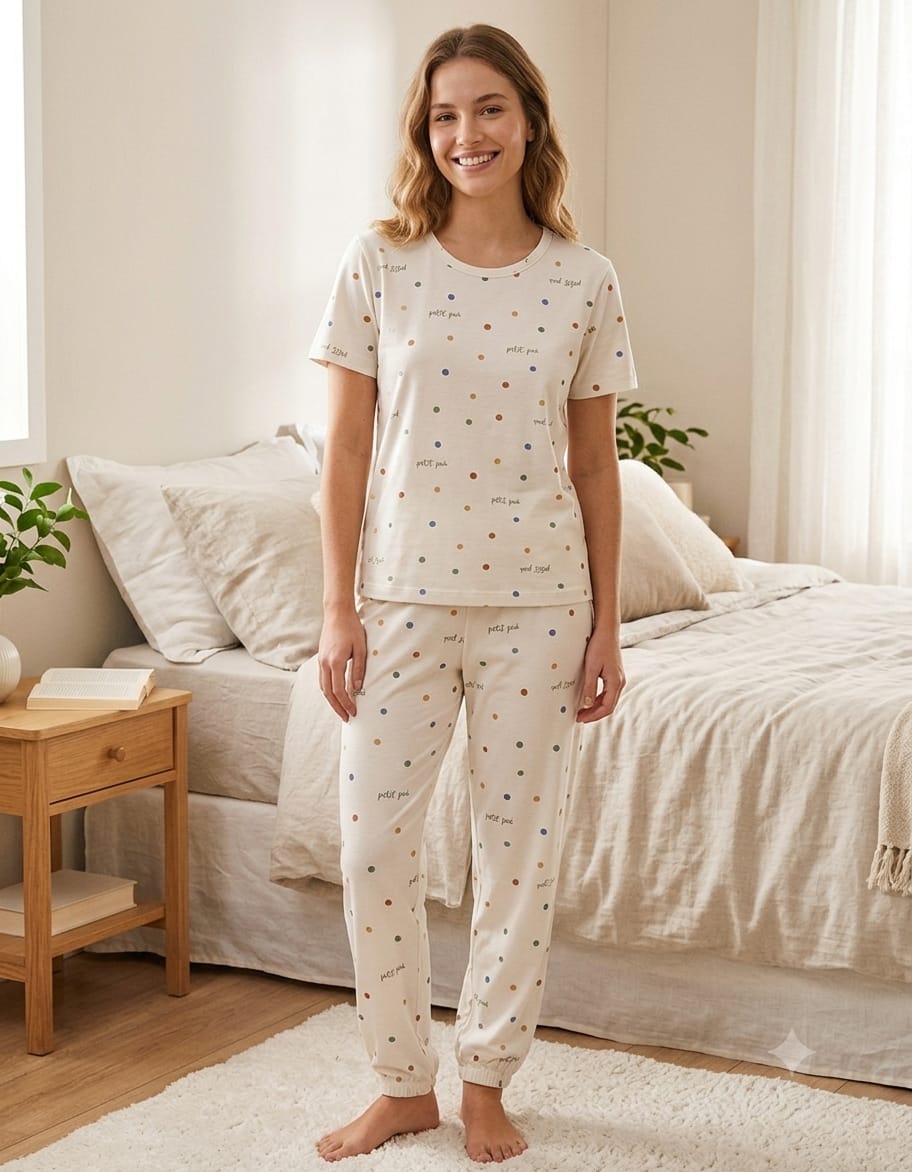 PIJAMA CAMISA MEIA MANGA E CALÇA COM ELASTICO NA BARRA PETIT POÁ COMPOSÊ