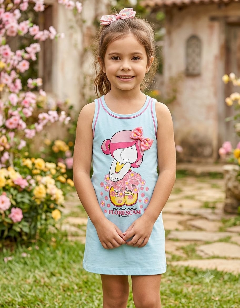 CAMISOLA REGATA BEBÊ MARGARIDAS TURMA DA MEL