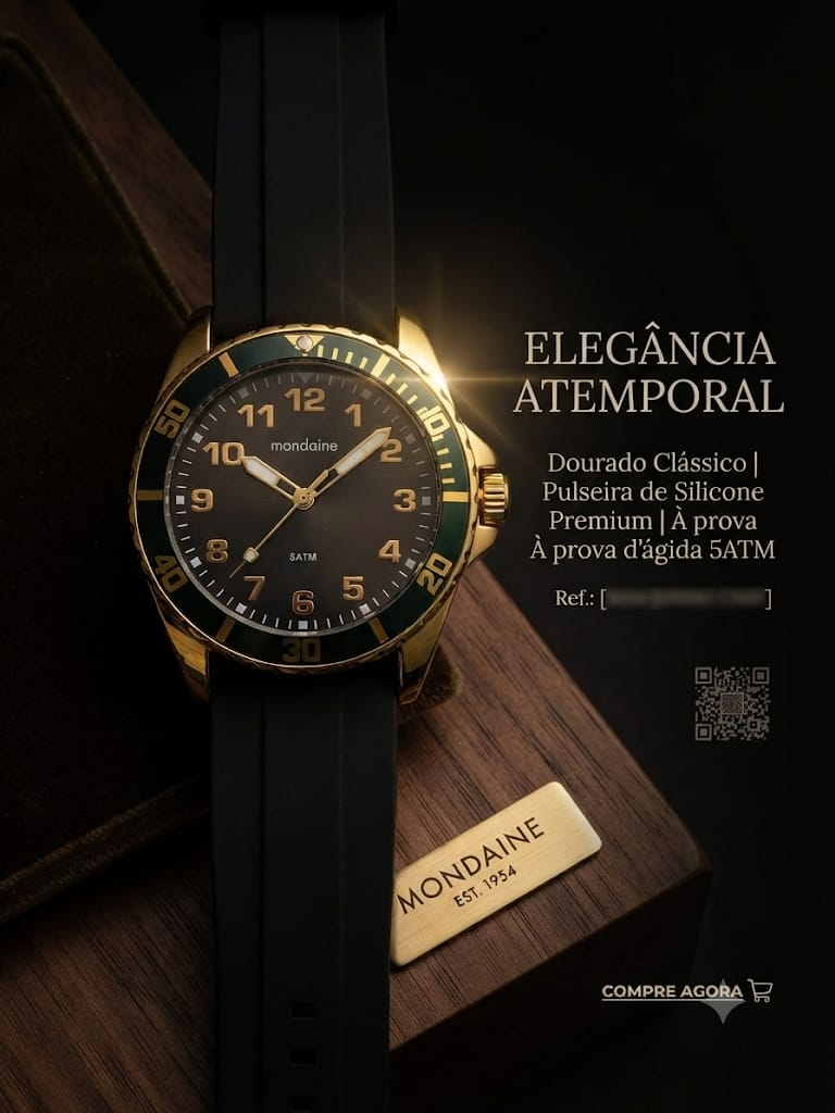 RELÓGIO MONDAINE MASCULINO CAIXA DE AÇO E PULSEIRA DE SILICONE