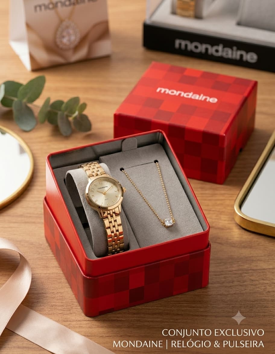 KIT DERELÓGIO MONDAINE MINI JÓIA COM PULSEIRA