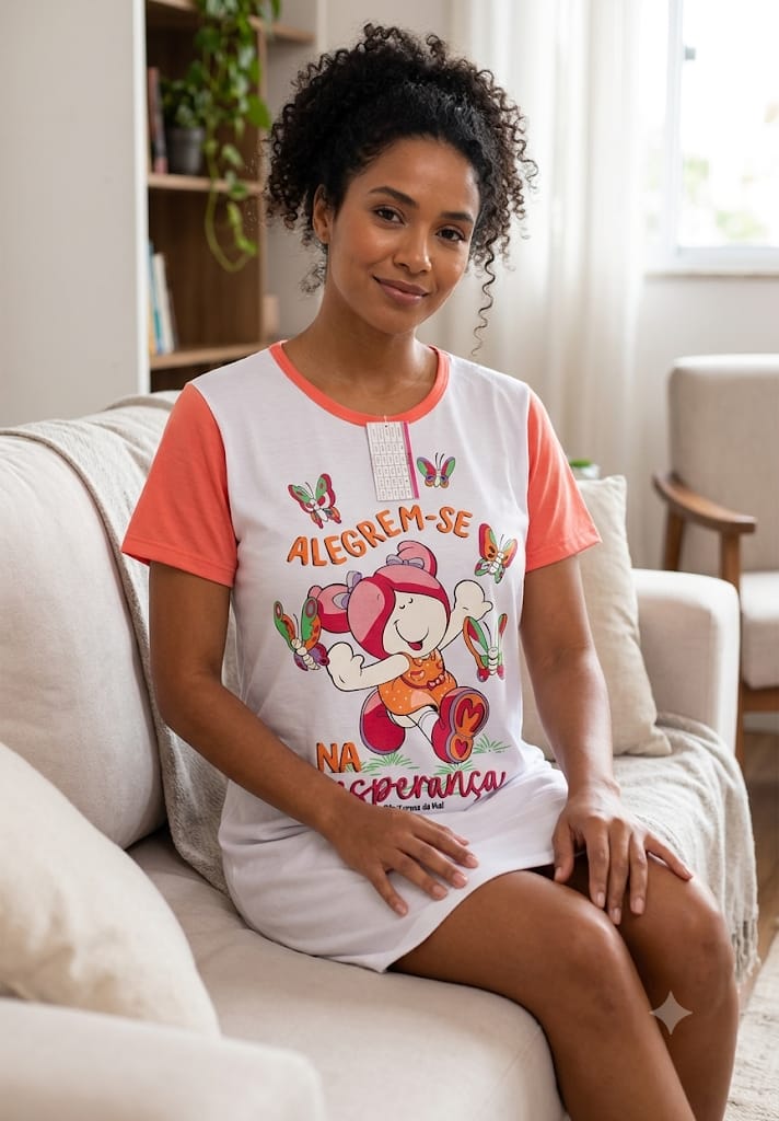 CAMISOLA MEIA MANGA VERSICULO MALHA TURMA DA MEL