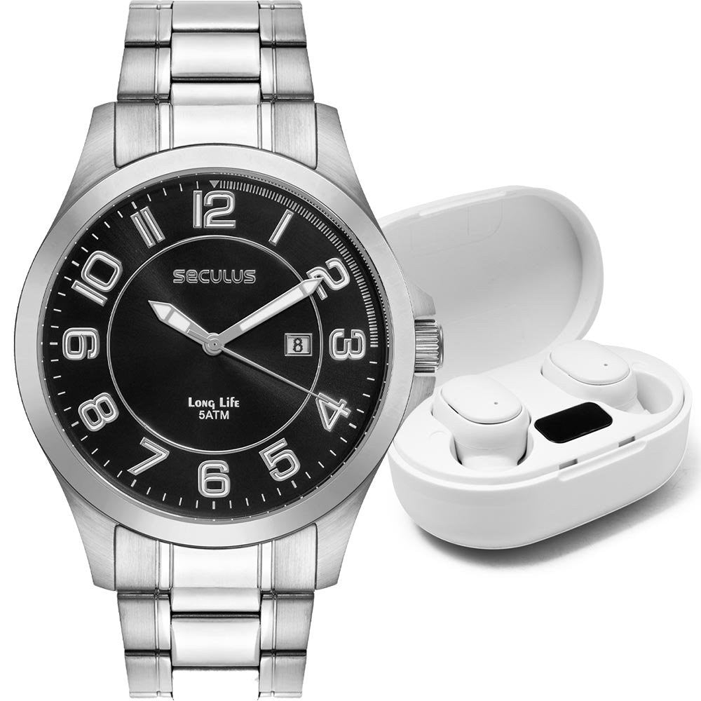 Relógio Seculus Masculino Analógico com Pulseira de Aço