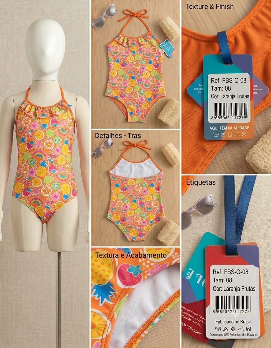 MAIÔ INFANTIL FRUTINHAS COM BABADO