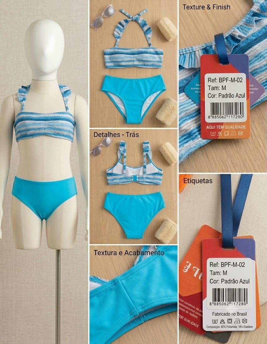 BIQUINI INFANTIL COM ALÇA EM BABADO E CALCINHA TRADICIONAL