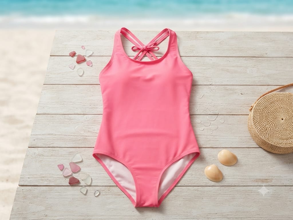 MAIÔ INFANTIL COM DECOTE NAS COSTAS PINK