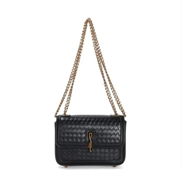 Bolsa Soft Preta Santa Lolla Alça Corrente De Ombro
